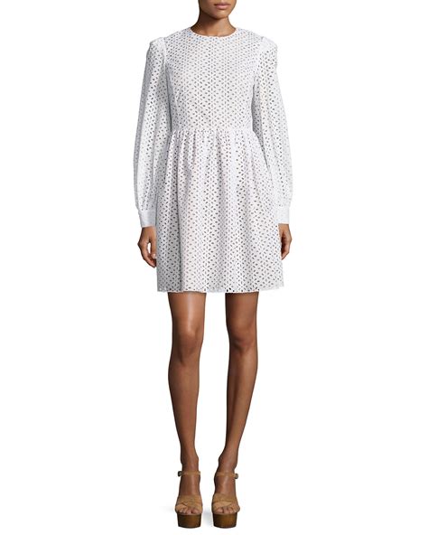 michael michael kors eyelet fit & flare dress|Eyelet Cotton Dress .